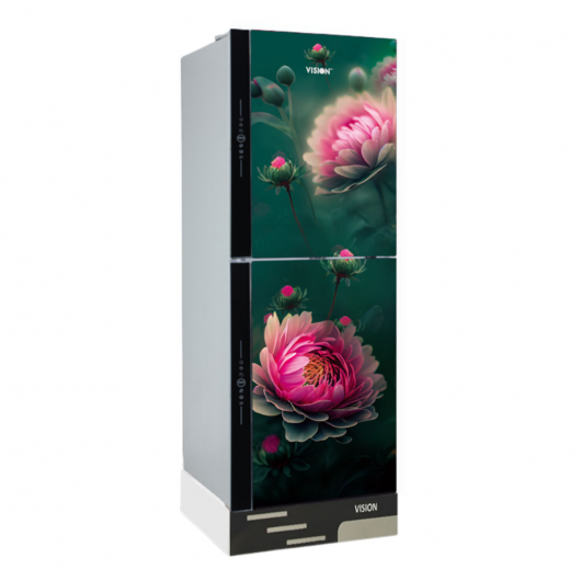 VISION Glass Door Refrigerator RE-305 Liter Pink Daisy Top Mount