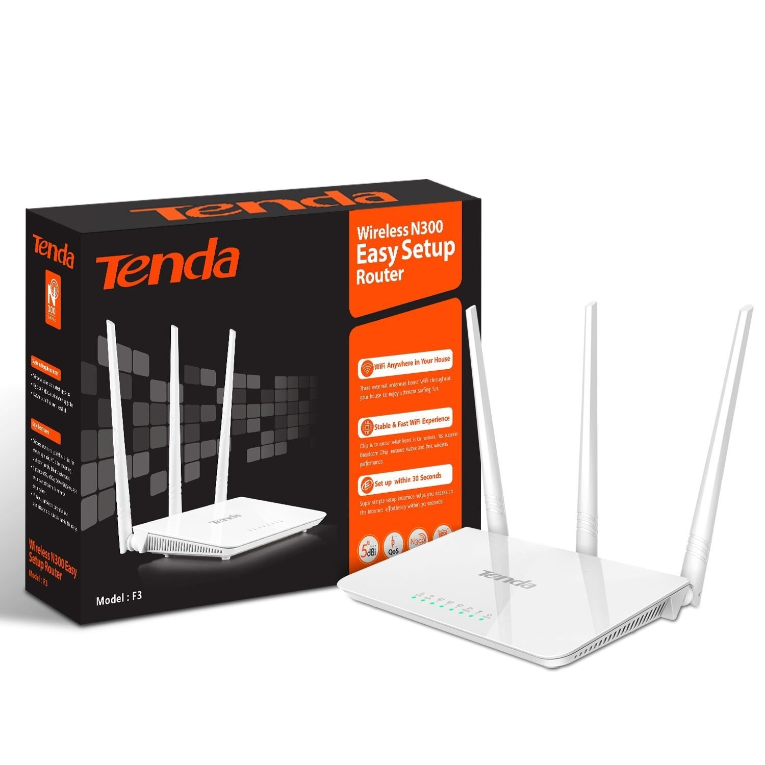Tenda F3 300Mbps Wireless Wifi Router, Repeater